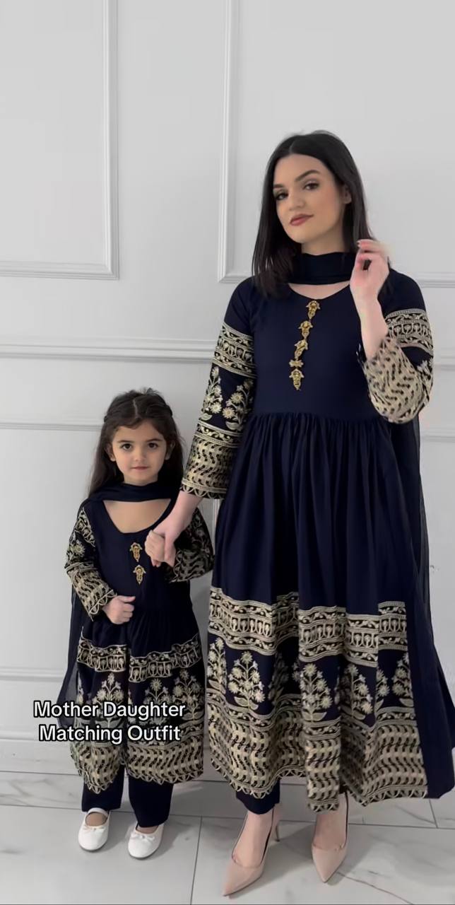 Little Sovereign Navy Embroidered Anarkali
